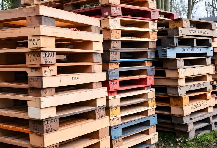 CloseUp of Stacked EPAL Pallets Outdoors in Kyiv, Ukraine